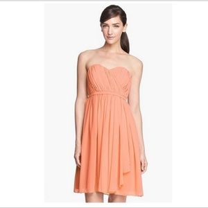 Donna Morgan Lindsey Strapless Chiffon Dress S: 16